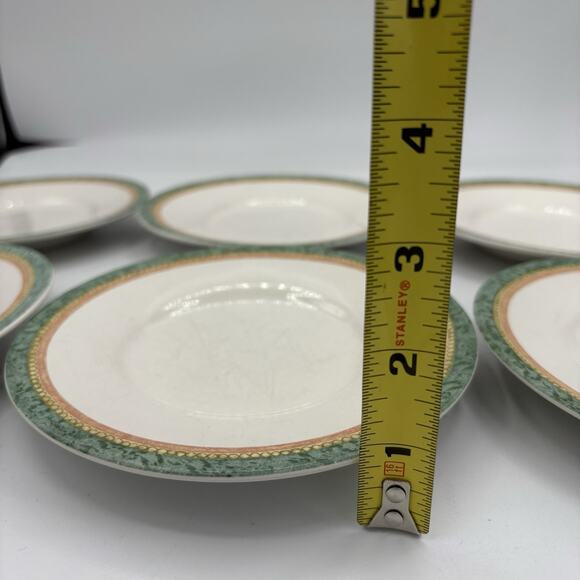 Pfaltzgraff Saucer Plates 6.25" Lot Set of 6 French Quarter Green Bread Dessert - Picture 4 of 16
